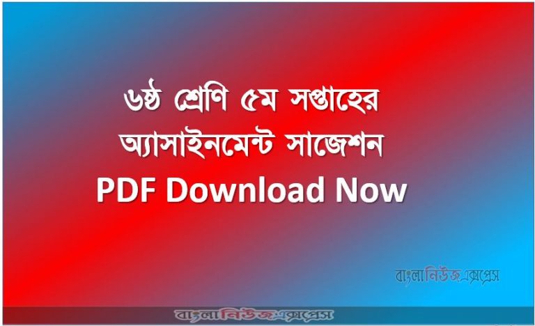 ৬ষ্ঠ থেকে ৯ম শ্রেণি ৫ম সপ্তাহের অ্যাসাইনমেন্ট সাজেশন PDF Download Now