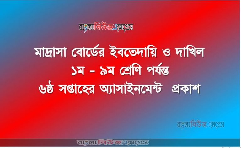 মাদ্রাসা ও দাখিল বোর্ডের ৬ষ্ঠ সপ্তাহের অ্যাসাইনমেন্ট প্রকাশ