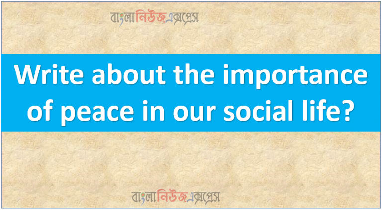 Write about the importance of peace in our social life?