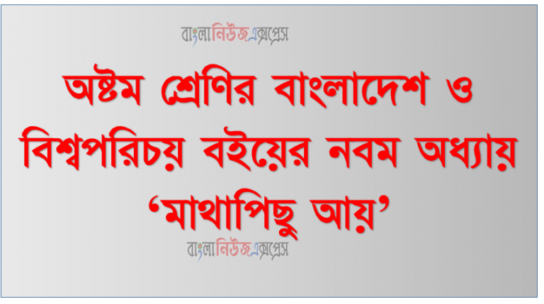 অষ্টম শ্রেণির বাংলাদেশ ও বিশ্বপরিচয় বইয়ের নবম অধ্যায়ে ‘মাথাপিছু আয়’