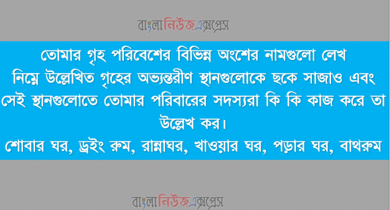 তোমার গৃহ পরিবেশের বিভিন্ন অংশের নামগুলো লেখ