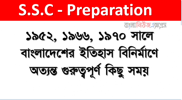 ১৯৫২, ১৯৬৬, ১৯৭০ সালে বাংলাদেশের ইতিহাস বিনির্মাণে অত্যন্ত গুরুত্বপূর্ণ কিছু সময়