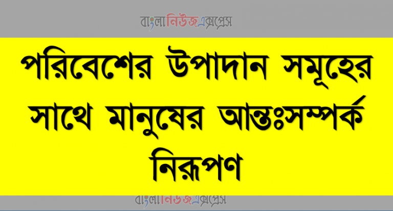 পরিবেশের উপাদান সমূহের সাথে মানুষের আন্তঃসম্পর্ক নিরূপণ