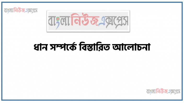 ধান সম্পর্কে বিস্তারিত আলোচনা ,ধানের পুষ্টি, জাত, ব্যবহার, সংরক্ষণ, সিদ্ধ করন ও মিলিং সম্পর্কে বর্ননা করতে পারবে