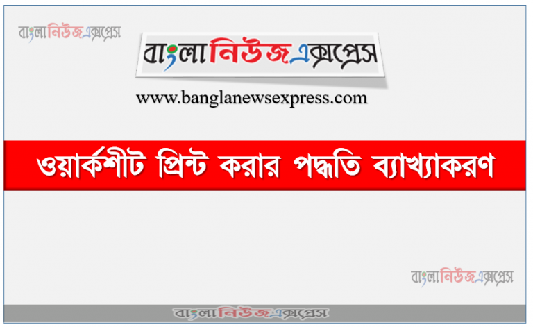 ওয়ার্কশীট প্রিন্ট করার পদ্ধতি ব্যাখ্যাকরণ, ওয়ার্কশীট পাবলিশিং এর ধারণা, প্রিন্ট কমান্ড ও প্রিন্টার সিলেকশন, Print area Settings