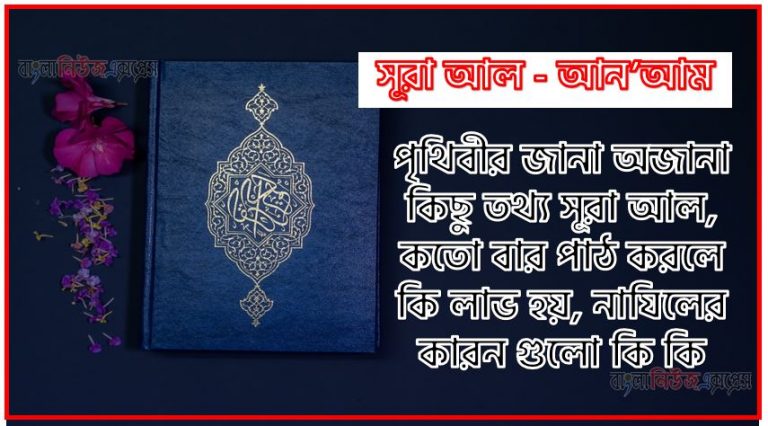 সূরা আন’আম সকল তথ্য আল কোরআন ও হাদিসের আলোতে,পৃথিবীর জানা অজানা কিছু তথ্য আল আন’আম আলমল ও ফজিলত, সূরা আন’আম কতো বার পাঠ করলে কোন আলম ও ফজিলত, সূরা আন’আম নাযিলের কারন গুলো কি কি ,কুরআন ০৬ সূরা আল - আন’আম