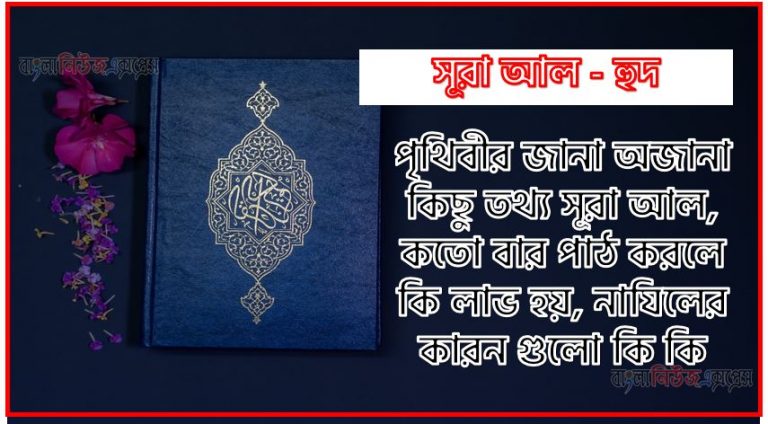 সূরা হুদ সকল তথ্য আল কোরআন ও হাদিসের আলোতে,পৃথিবীর জানা অজানা কিছু তথ্য আল হুদ আলমল ও ফজিলত, সূরা হুদ কতো বার পাঠ করলে কোন আলম ও ফজিলত, সূরা হুদ নাযিলের কারন গুলো কি কি ,কুরআন ১১ সূরা আল - হুদ