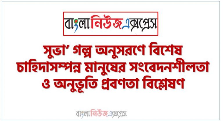 সুভা’ গল্প অনুসরণে বিশেষ চাহিদাসম্পন্ন মানুষের সংবেদনশীলতা ও অনুভূতি প্রবণতা বিশ্লেষণ,বিশেষ চাহিদাসম্পন্ন মানুষের প্রতি সংবেদনশীল হওয়ার গুরুত্ব ব্যক্ত করতে পারবে।