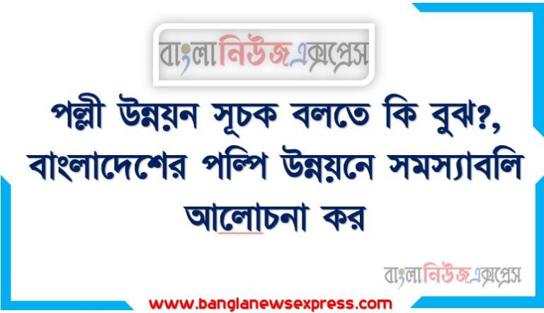 পল্লী উন্নয়ন সূচক কি?, পল্লী উন্নয়ন সূচক বলতে কি বুঝ?,বাংলাদেশের পল্পি উন্নয়নে সমস্যাবলি আলােচনা কর, গ্রামীণ উন্নয়নের সমস্যা উল্লেখ কর, বাংলাদেশের পল্পি উন্নয়নের সীমাবদ্ধতা উল্লেখ কর