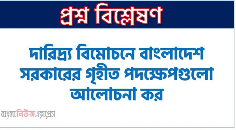 দারিদ্র্য বিমোচনে বাংলাদেশ সরকারের গৃহীত পদক্ষেপগুলো আলোচনা কর,দারিদ্র্য বিমোচনে বাংলাদেশ সরকার গৃহীত পদক্ষেপগুলো বর্ণনা কর,দারিদ্র্য বিমোচনে বাংলাদেশ সরকার কী কী পদক্ষেপ গ্রহণ করেছে? আলোচনা কর