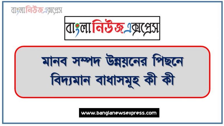 মানব সম্পদ উন্নয়নের পিছনে বিদ্যমান বাধাসমূহ কী কী, মানব সম্পদ উন্নয়নের পিছনে বিদ্যমান সমস্যাগুলো আলোচনা কর,মানব সম্পদ উন্নয়নের অন্যায় সম্পর্কে বর্ণনা কর,মানব সম্পদ উন্নয়নের অসুবিধাগুলো পর্যালোচনা কর