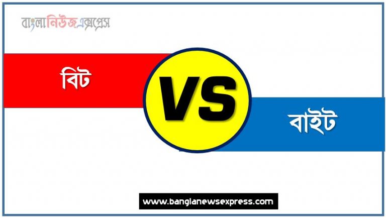 বিট ও বাইট পার্থক্য, বিট vs বাইট পার্থক্য, বিট ও বাইট তুলনামূলক আলোচনা, বাইট ও বিট মধ্যে পার্থক্য, বিট ও বাইট কাকে বলে,তুলনা বিট: বিট ও বাইট আলোচনা