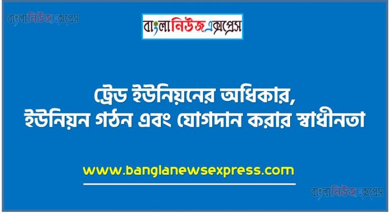 ট্রেড ইউনিয়নের অধিকার, ইউনিয়ন গঠন এবং যোগদান করার স্বাধীনতা, ট্রেড ইউনিয়নের যৌথ দরকষাকষির স্বাধীনতা, ট্রেড ইউনিয়নের ধর্মঘট করার অধিকার, ট্রেড ইউনিয়নের নিয়নের নিয়মাবলি