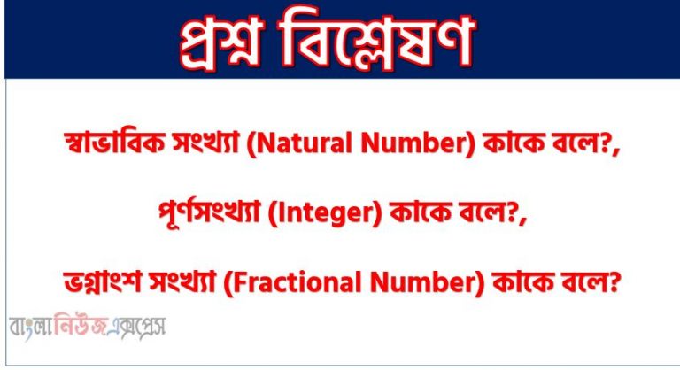 স্বাভাবিক সংখ্যা (Natural Number) কাকে বলে?,পূর্ণসংখ্যা (Integer) কাকে বলে?,ভগ্নাংশ সংখ্যা (Fractional Number) কাকে বলে?