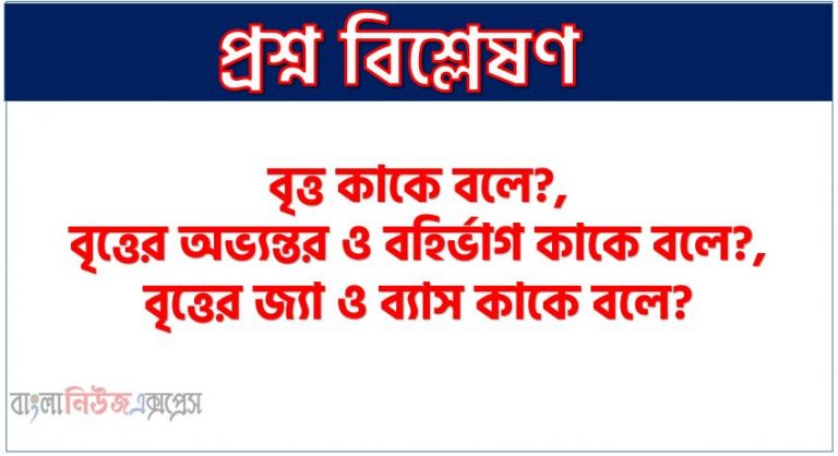 বৃত্ত কাকে বলে?, বৃত্তের অভ্যন্তর ও বহির্ভাগ কাকে বলে?,বৃত্তের জ্যা ও ব্যাস কাকে বলে?,বৃত্তের বৈশিষ্ট্য,বৃত্তের পরিধি কাকে বলে?,বৃত্তের পরিধি বের কারর সূত্র,বৃত্তের চাপ কাকে বলে?,জ্যা কাকে বলে?,ব্যাস কাকে বলে?,ব্যাসার্ধ কাকে বলে,বৃত্তের ক্ষেত্রফল,স্পর্শক কাকে বলে?