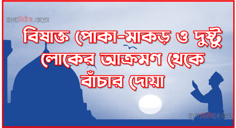 বিষাক্ত পোকা-মাকড় ও দুষ্টু লোকের আক্রমণ থেকে বাঁচার দোয়া । বিষাক্ত পোকা-মাকড় ও দুষ্টু লোকের আক্রমণ থেকে বাঁচার আমল । বিষাক্ত পোকা-মাকড় ও দুষ্টু লোকের ক্ষতি থেকে বাঁচার দোয়া ।