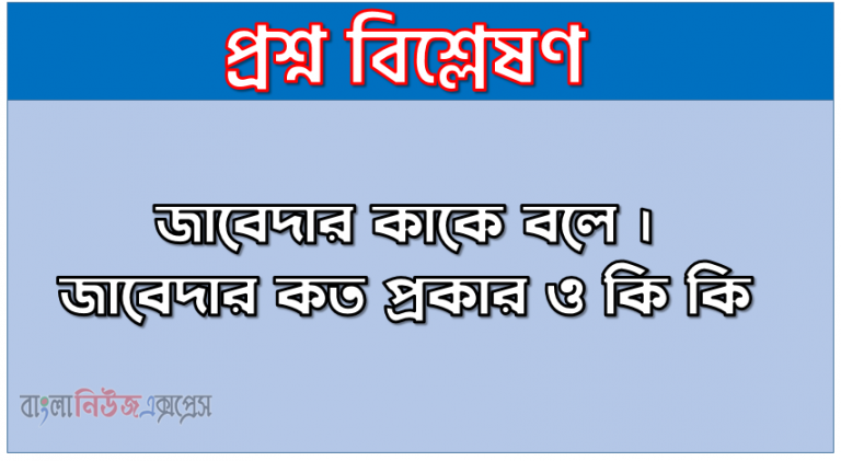 জাবেদার কাকে বলে । জাবেদার কত প্রকার ও কি কি । জাবেদার সুবিধা ও অসুবিধা । জাবেদার বৈশিষ্ট্য । জাবেদার গুরুত্ব