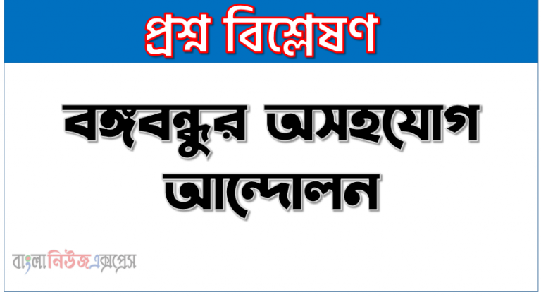 বঙ্গবন্ধুর অসহযোগ আন্দোলন, অসহযোগ আন্দোলন ও বঙ্গবন্ধু,জাতির পিতা বঙ্গবন্ধু শেখ মুজিবুর রহমানের অসহযোগ আন্দোলন