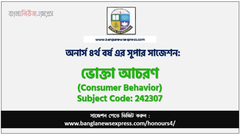 ভোক্তা আচরণ অনার্স ৪র্থ বর্ষ সাজেশন, চূড়ান্ত সাজেশন অনার্স ৪র্থ বর্ষের ভোক্তা আচরণ