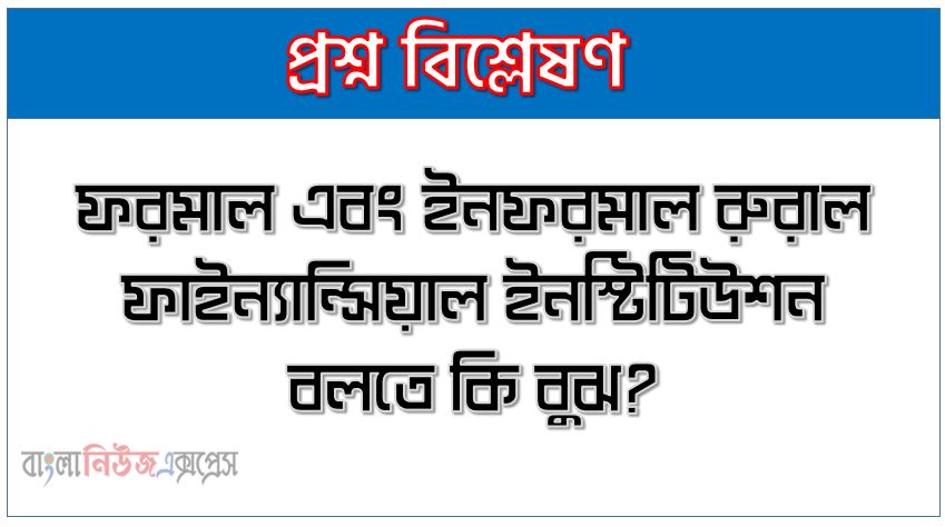 ফরমাল এবং ইনফরমাল রুরাল ফাইন্যান্সিয়াল ইনস্টিটিউশন বলতে কি বুঝ?