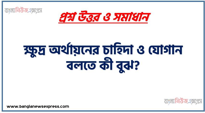 ক্ষুদ্র অর্থায়নের চাহিদা ও যোগান বলতে কী বুঝ?, মাইক্রো ফাইন্যান্সের ক্ষেত্রে ডিমান্ড এন্ড সাপ্লাই বলতে কি বুঝায়? উদাহরণসহ ব্যাখ্যা কর ।