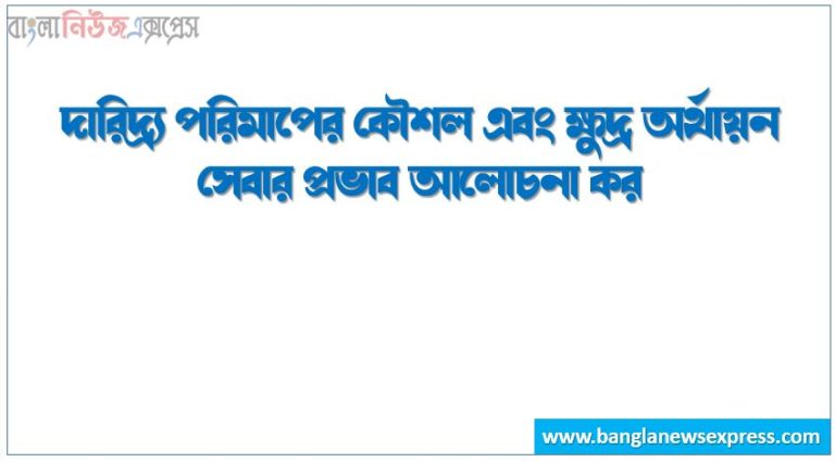 দারিদ্র্য পরিমাপের কৌশল এবং ক্ষুদ্র অর্থায়ন সেবার প্রভাব আলোচনা কর