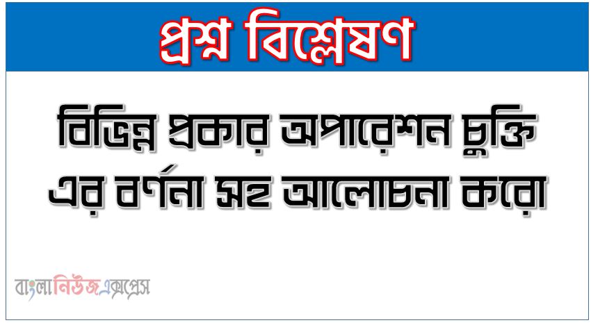 বিভিন্ন প্রকার অপারেশন চুক্তি এর বর্ণনা সহ আলোচনা করো, অপারেশনাল-স্তরের চুক্তি