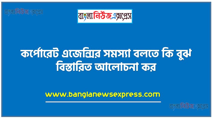 কর্পোরেট এজেন্সির সমস্যা বলতে কি বুঝ বিস্তারিত আলোচনা কর