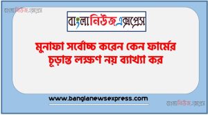 মুনাফা সর্বোচ্চ করেন কেন ফার্মের চূড়ান্ত লক্ষণ নয় ব্যাখ্যা কর