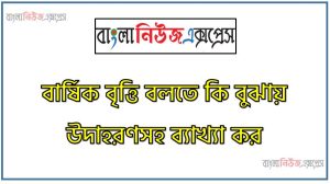 বার্ষিক বৃত্তি বলতে কি বুঝায় উদাহরণসহ ব্যাখ্যা কর , বার্ষিক বৃত্তি কী?, বার্ষিক বৃত্তি বলতে কী বুঝ?, বার্ষিক বৃত্তি সংজ্ঞা দাও, বার্ষিক বৃত্তি সম্পর্কে সংক্ষিপ্ত আলোচনা কর